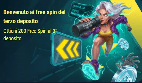 Benvenuto free spin terzo deposito 200 free spin
