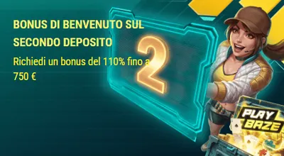Bonus di benvenuto sul secondo deposito 110 fino a 750 euro